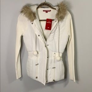 JJ Basics Sweater Jacket, cream/white, size S